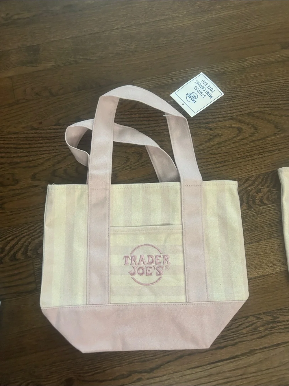 4 striped mini canvas trader joe bags